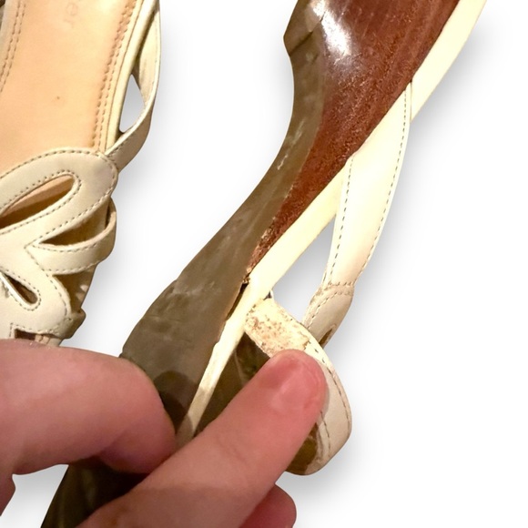 Naturalizer Beige Leather Open Toe Strappy Slip‎ On Heel Sandals Sz 8 - Picture 9 of 12